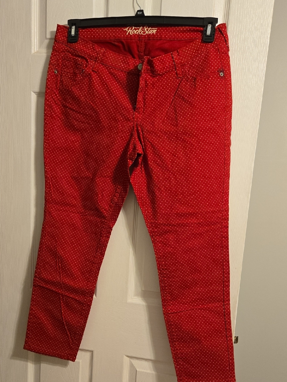 Women's Straight Leg Jeans in Red Dot